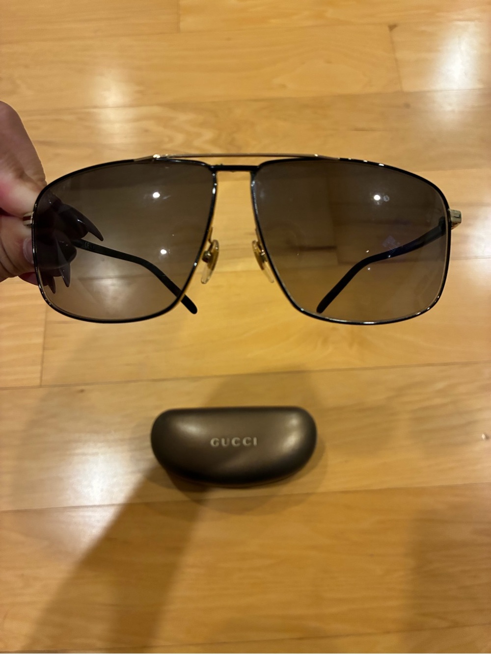 Gucci Brown Gradient Aviator Sunglasses